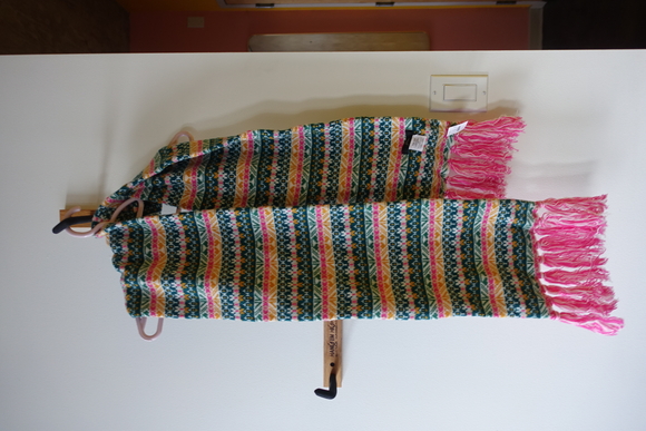 J.Crew AF063 Pink Green Fair Isle Wool-blend Nordic geometric scarf - Picture 5 of 16